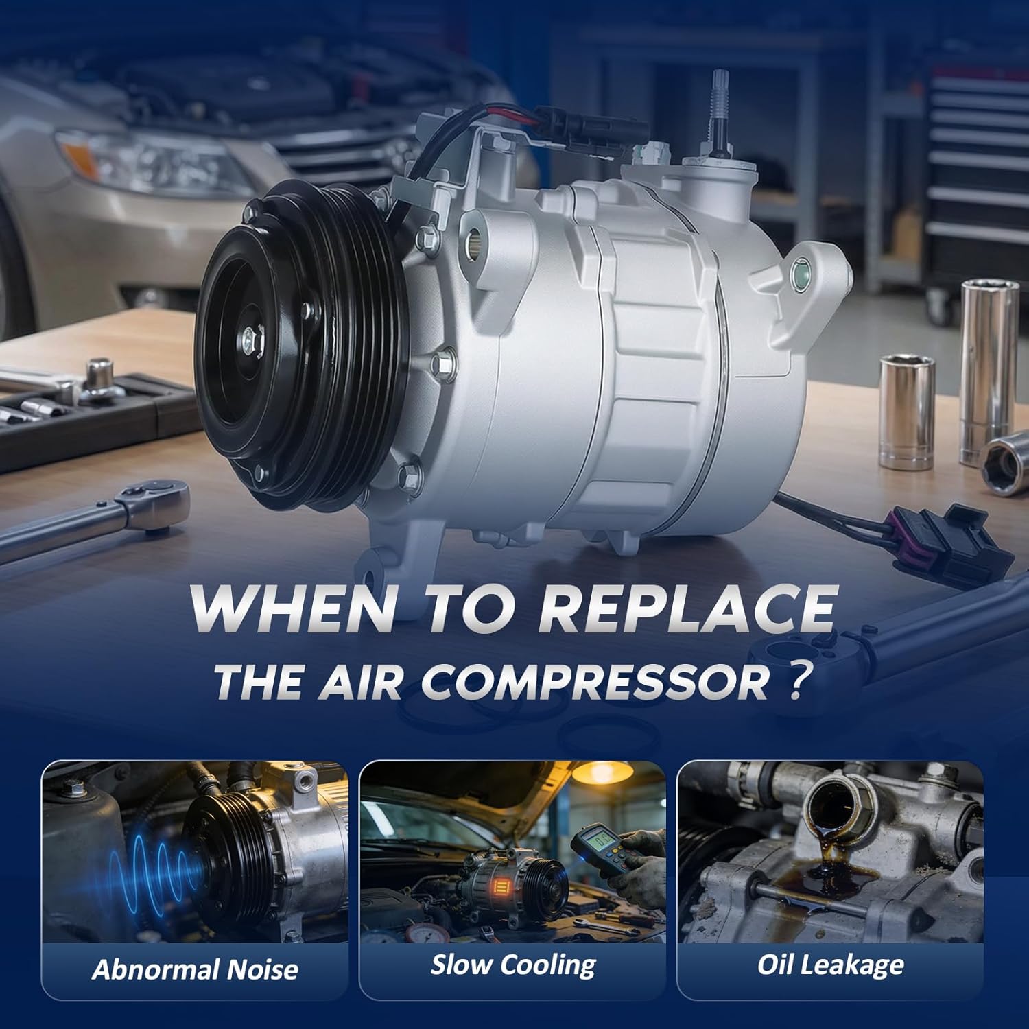 BDELI AC Compressor Fit for 2015-2020 Chevy Suburban Tahoe, GMC Sierra 1500 Yukon XL, Cadillac Escalade ESV, 2016 2017 2018 2019 Air Compressor 4.3L 5.3L 6.2L V6 V8, 197333 197381 20936344 CO29134C