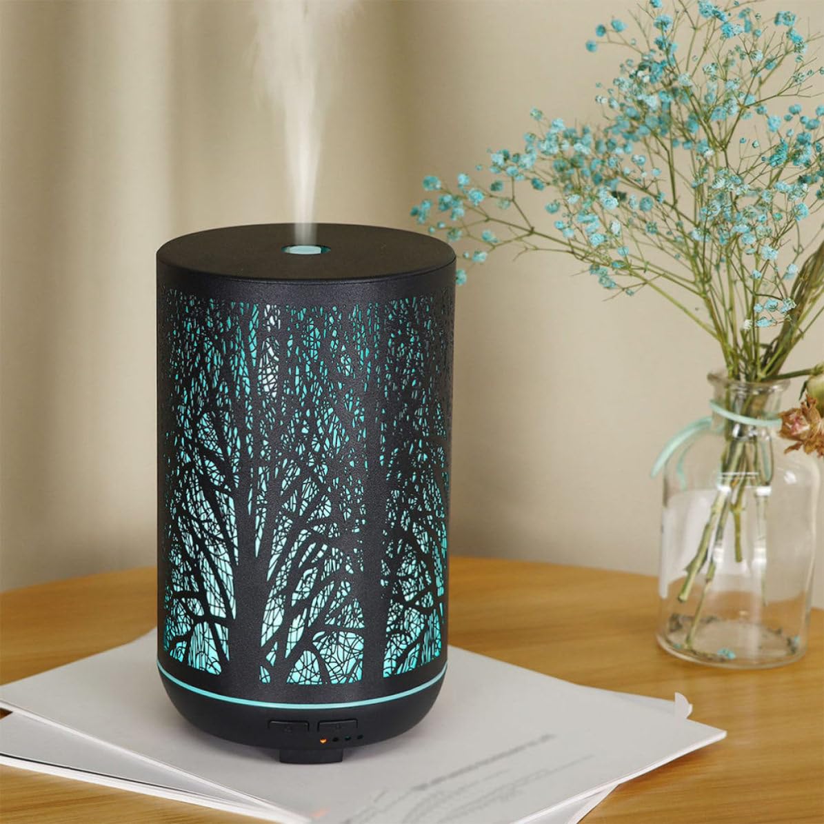 Diffusore di Aromaterapia Creativo da 300ml in Ferro Nero | Abs e Pp, Funzionamento Silenzioso Funzione Timer, 415g, per Hotel e Sale Yoga