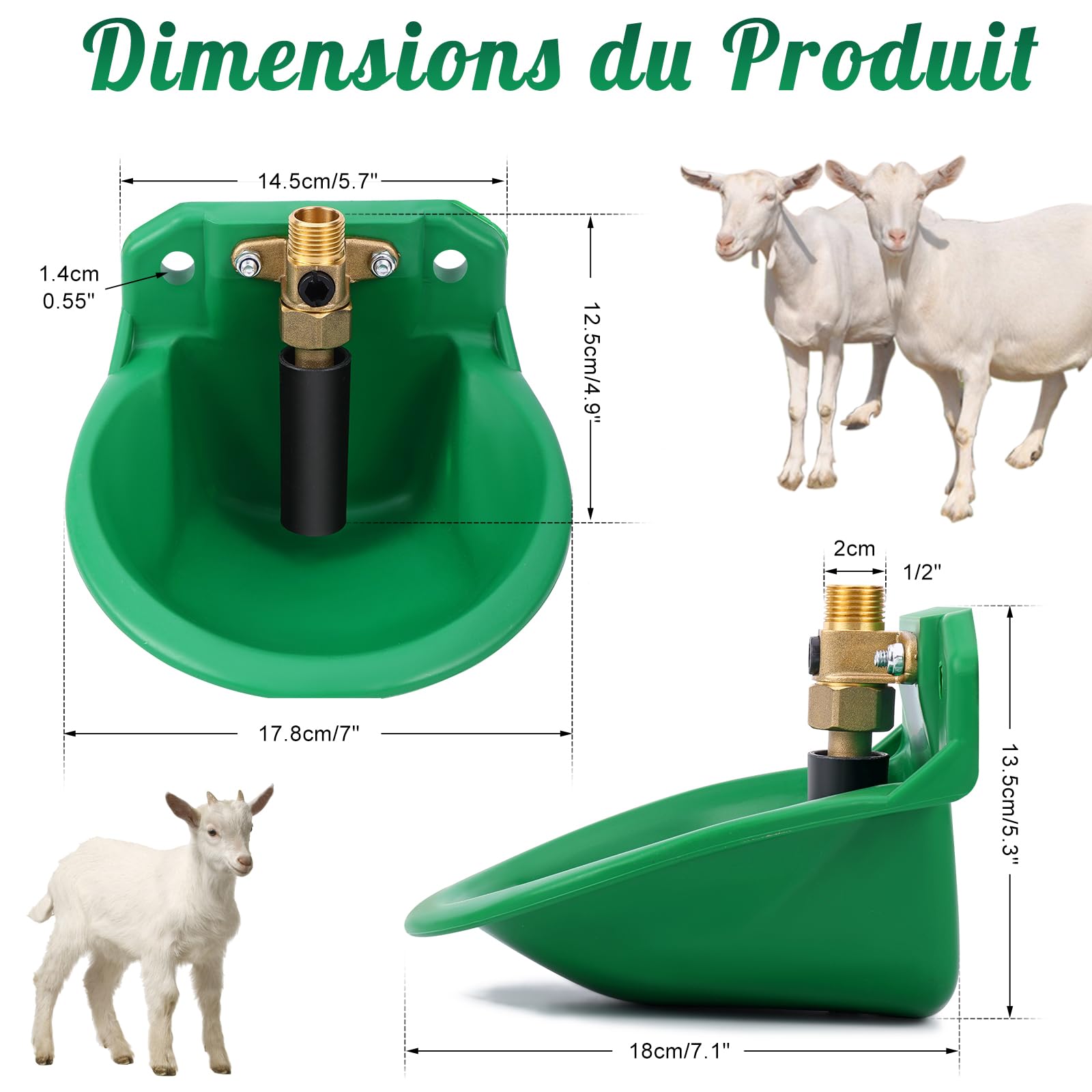 2 pièces Abreuvoir Automatique Pour Moutons, Mangeoires De Bétail Avec Trous De Drainage, Alimentation Automatique En Eau Pour Chevaux, Bovins, Moutons, Cochons Et Chiens, Vertes