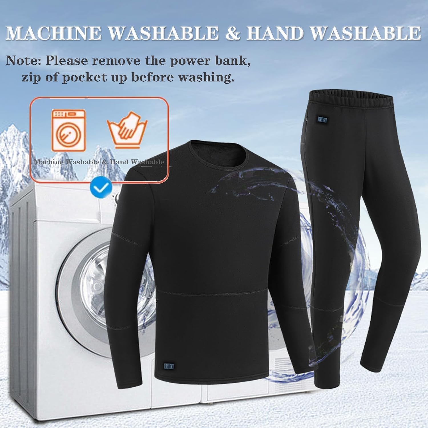 Men Heated Thermal Underwear Set USB Charge 22 Zone Electric Heating Base Layer Top Bottom Set for Women