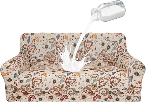 Vista 32 de ALIECOM Fundas 100% impermeables para sofá de 3 cojines, fundas para sofá aptas para mascotas, lavables para perros, fundas elásticas estampadas