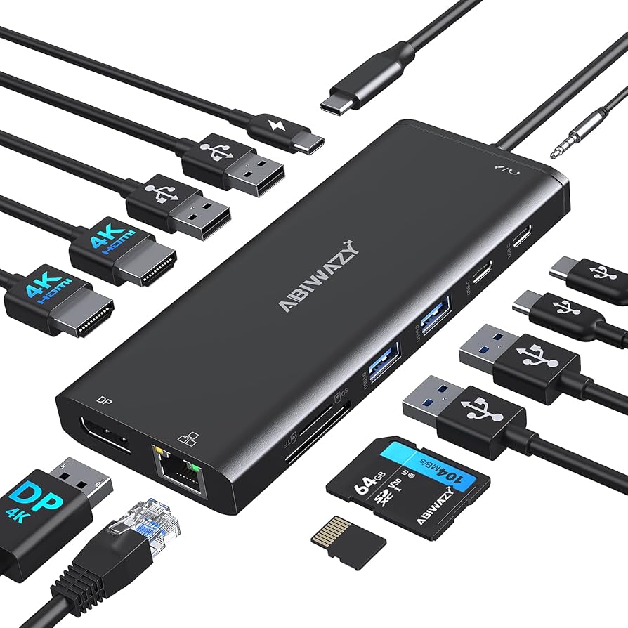 14-in-1 USB Cドッキングステーション100W MacWindows Versatile 14-in-1 USB-C hub, dual 4K HDMI, Ethernet, PD 100W.