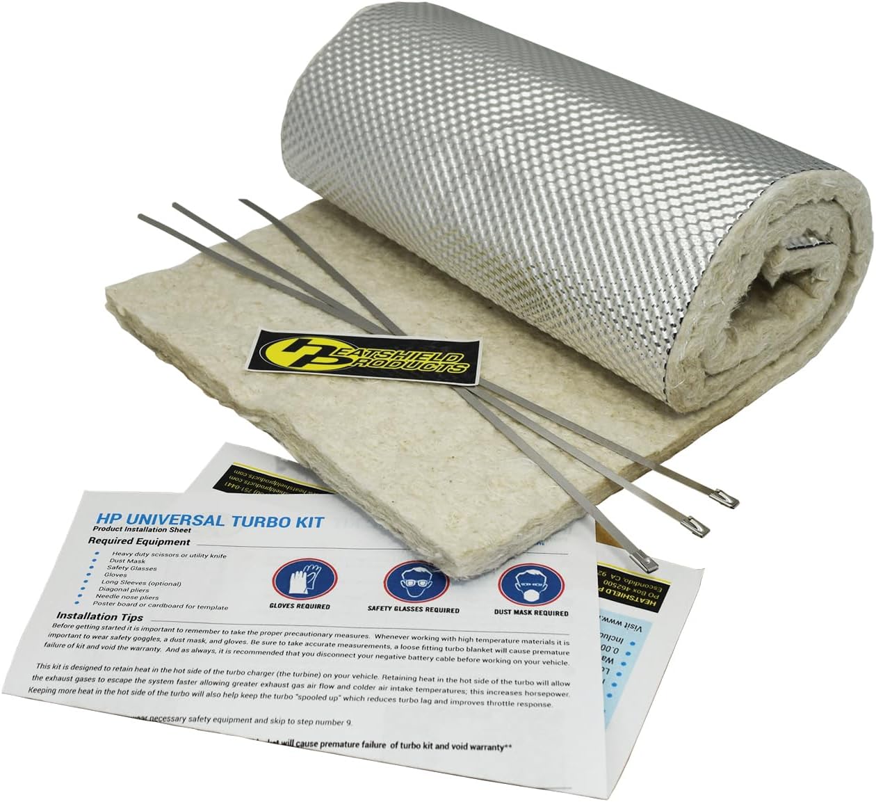 Heatshield Products 300002 HP Turbo Kit 1/2" Thick x 10" Wide x 36" Long Universal Downpipe Heat Shield kit