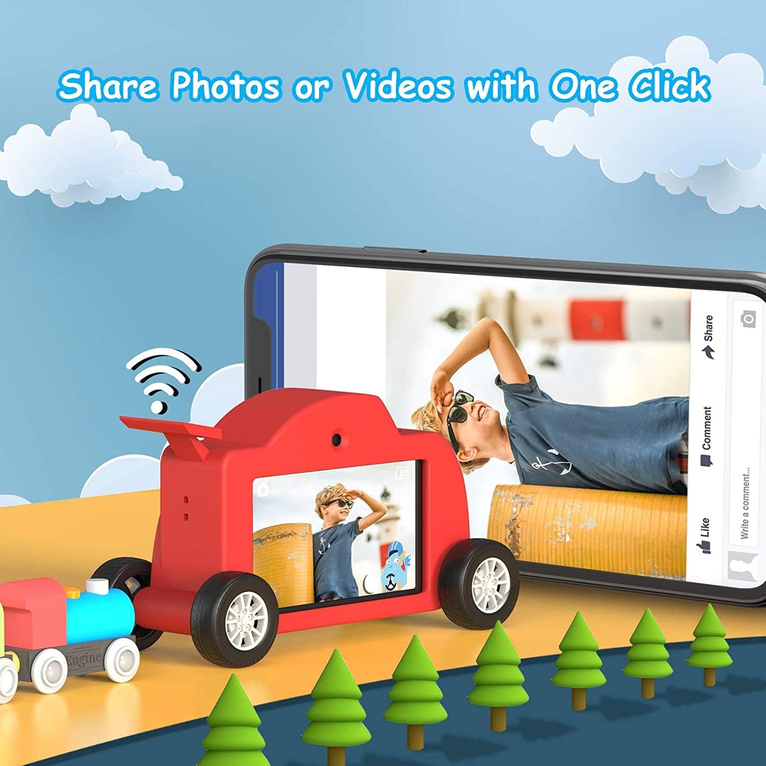 50% Off Discount Dragon Touch Kids Camera, Kids Digital Camera with 48MP 3’’ IPS HD Touch Screen,, Camera for Kids Built-in WiFi& App Sharing (WT00)