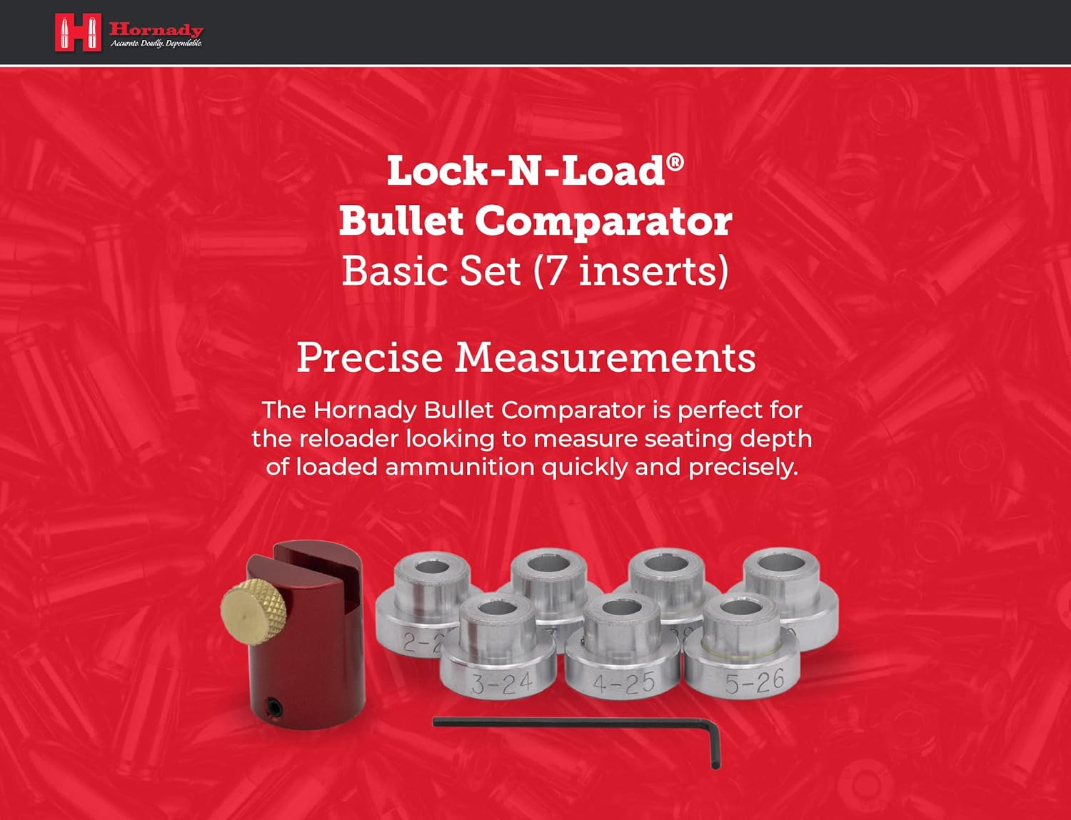 Hornady Lock-N-Load Comparator Body Comparator with 7 Inserts
