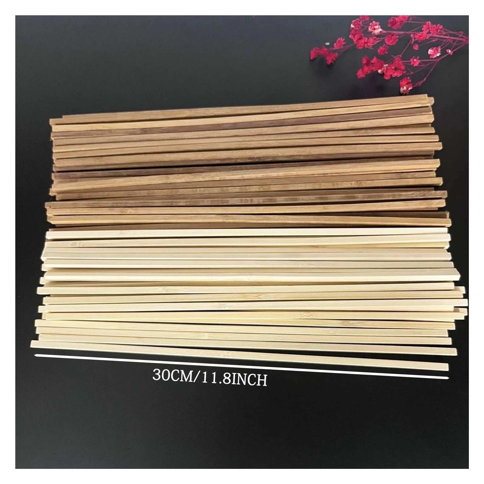 Tiges Lisses en Bois, bâtons de Bambou, Paquet Multicolore 50 1/6x12 Pouces for l'artisanat