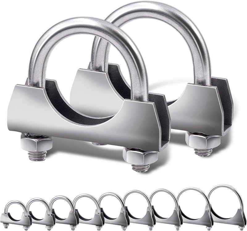 Abraçadeiras de escapamento tipo U Tanstic em aço inoxidável para tubo de 3,18 cm – 2 unidades