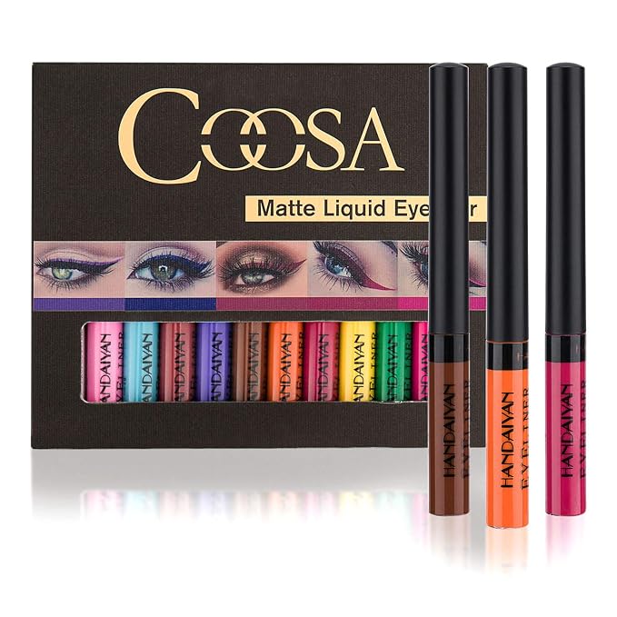 COOSA 12 Colors Matte Colorful Liquid Eyeliner Set, High
