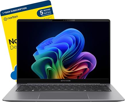 ASUS ExpertBook P5 AI-Business Laptop Intel Core Ultra 7 258V, 32 GB LPDDR5x-SDRAM, 1 TB SSD, 14'' 2.5K, Backlit, Fingerprint reader, Wi-Fi 6E, Windows 11 Pro includes Norton 360 Deluxe Antivirus