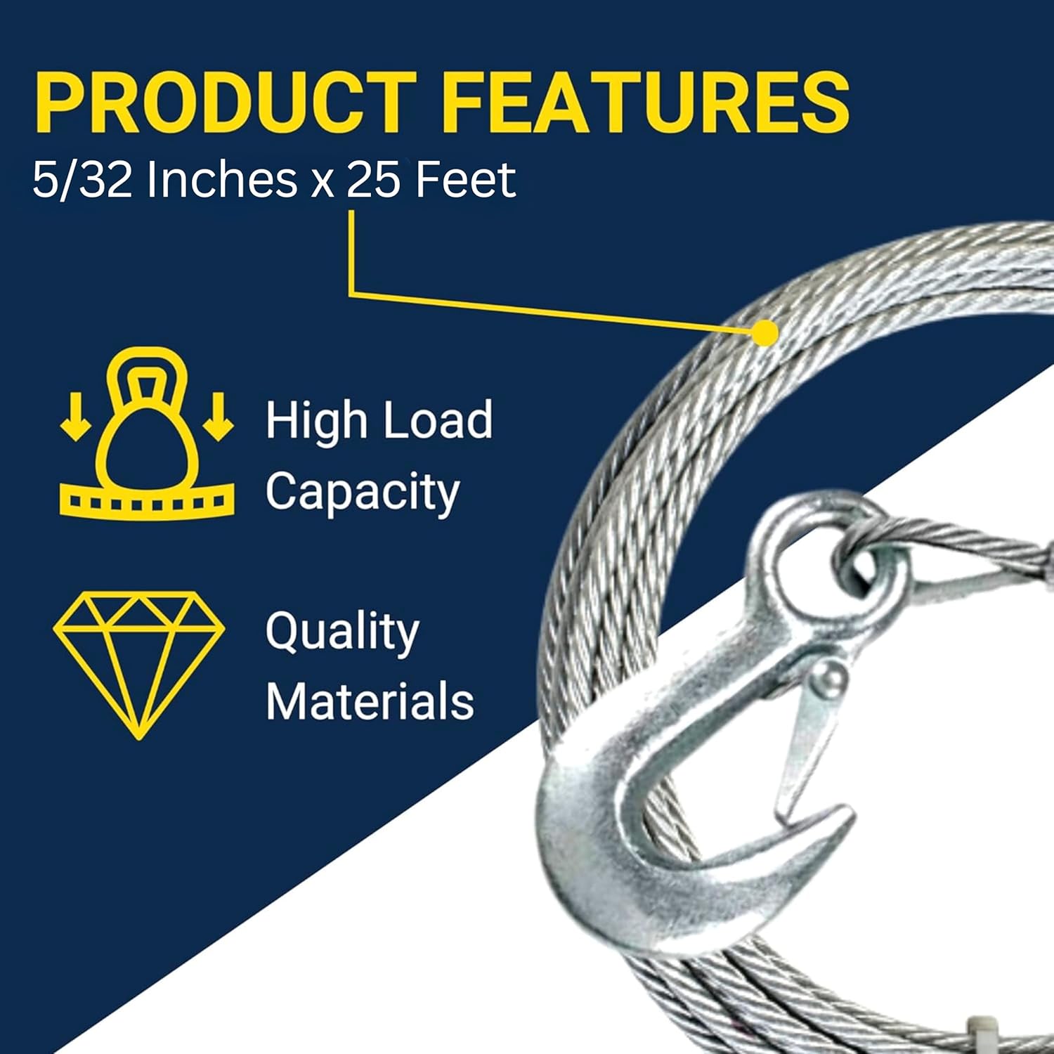 TIE DOWN 59378 Galvanized Steel Winch Cable-Size: 25' x 5/32'