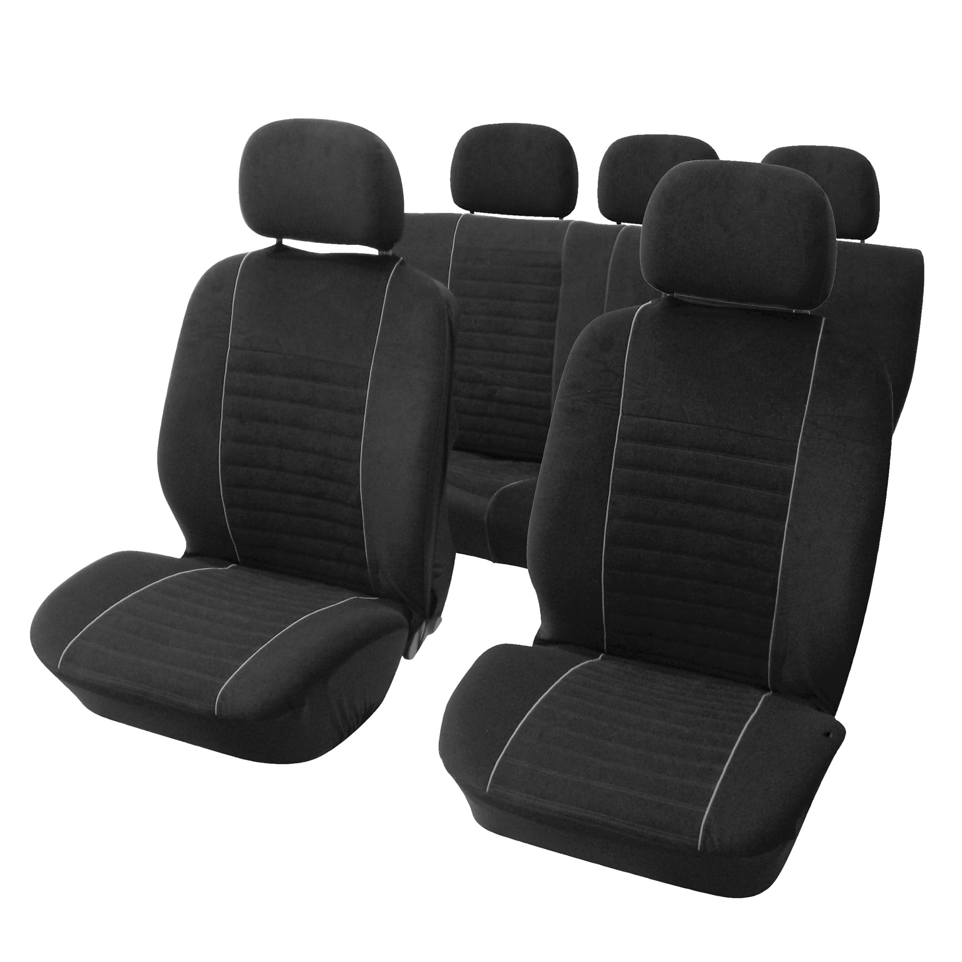 Carpoint 0310504 Schonbezugset 9-teilig 'Velours', schwarz / grau
