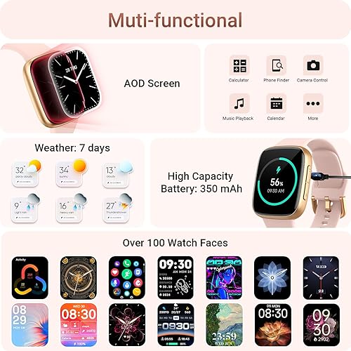 Miniatura 6 de Reloj inteligente para mujer, 1.85 pulgadas AMOLED con pantalla siempre encendida, reloj inteligente para iPhone y Android, rastreador de actividad
