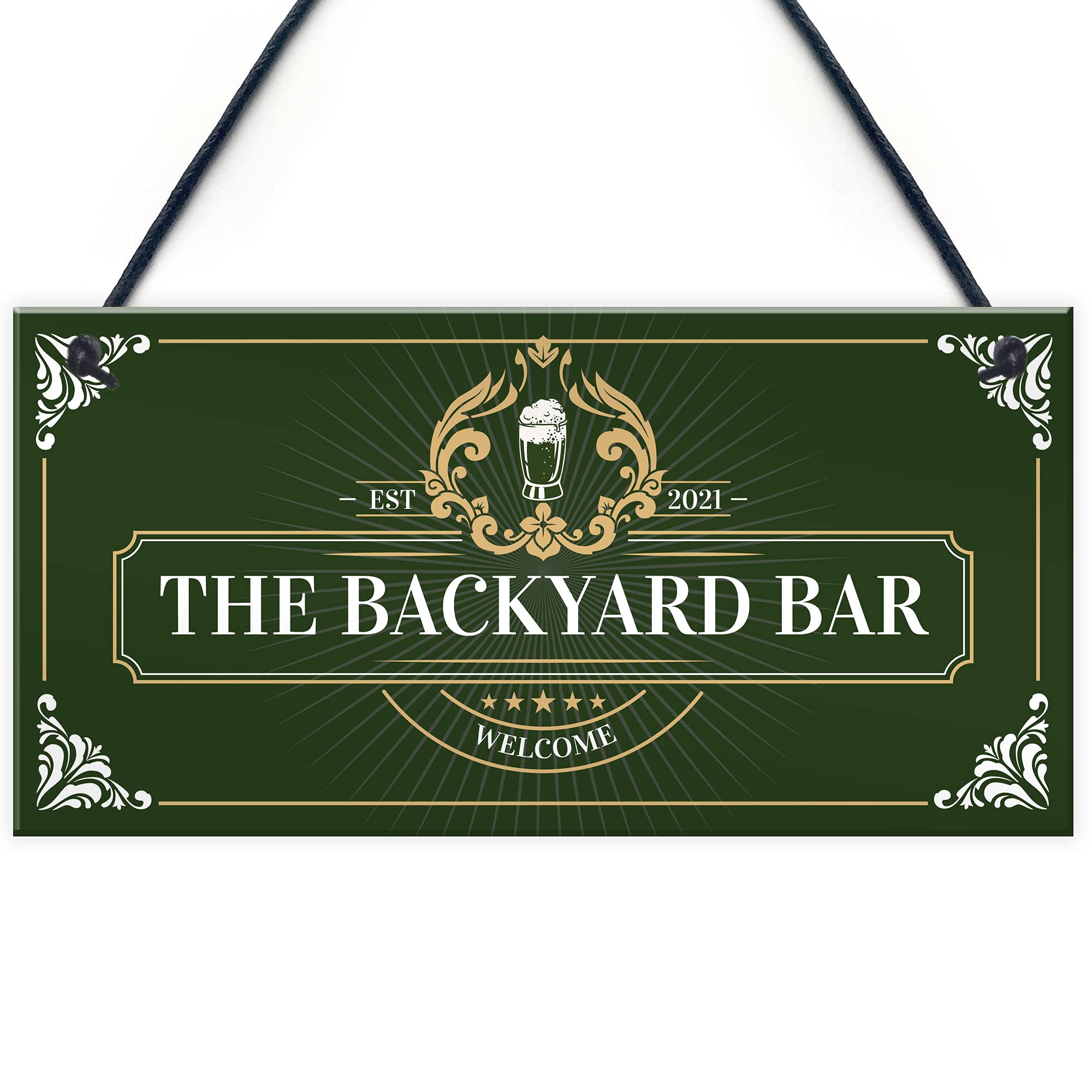 Red Ocean Backyard Bar Hanging Welcome Garden Sign Home Bar Beer Garden Decor Sign