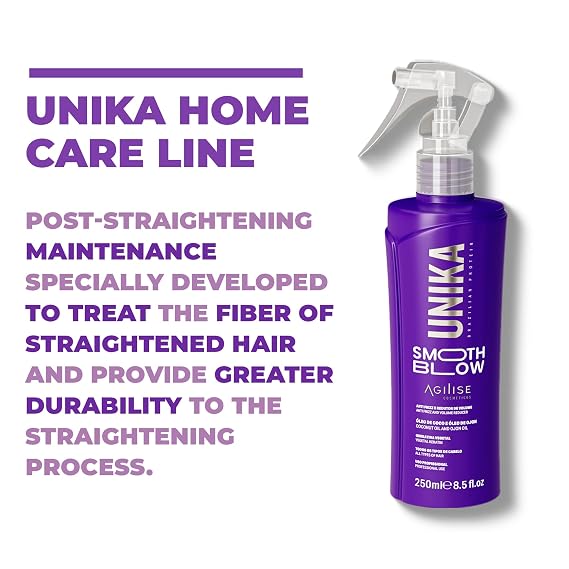 agilise Unika Smooth Blow Brazilian Keratin Treatment | Heat Protector for Hair | Heat Spray Protection for Hair | Protector de Calor para el Cabello | Termoprotector para Cabello | Protector termico