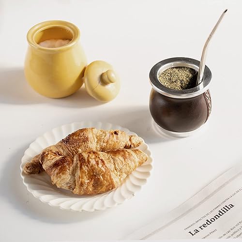 Miniatura 4 de thebmate Taza de yerba mate prémium (calabaza mate) - Taza de té de cerámica hecha a mano - Cuero marrón envuelto hecho a mano en Uruguay - Mate