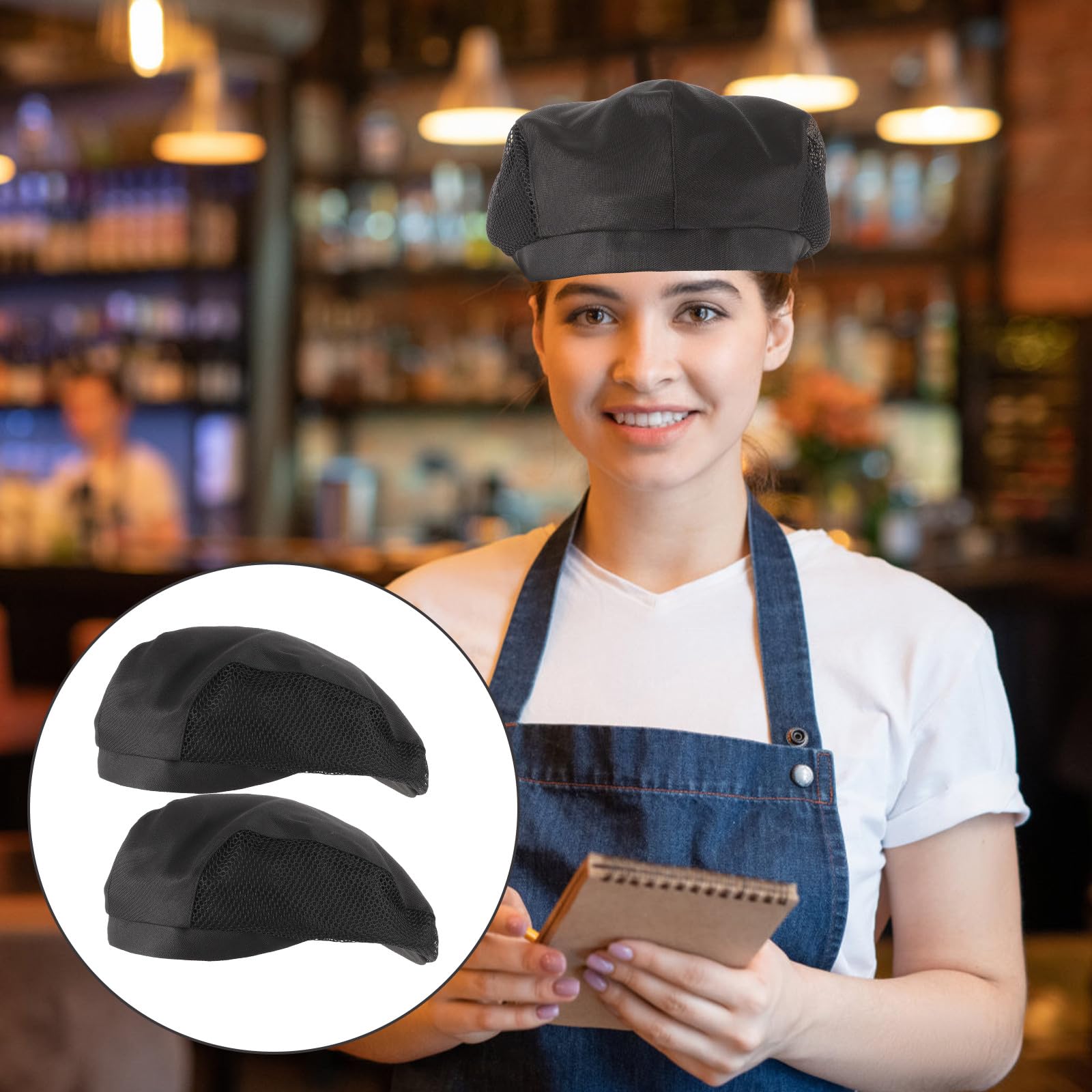 Generico 2 Pezzi Cappelli da Cuoco in Rete Traspirante per Ristorante Bar Pasticceria