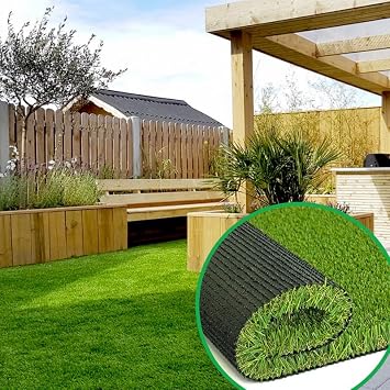Petgrow 1.5 Inch Ultrathick Artificial Grass Turf 5FTX10FT, Durable PU Backing Luxurious Synthetic Grass, Indoor/Outdoor Dog Turf Garden Landscape Patio Fake Faux Grass Rug Mat