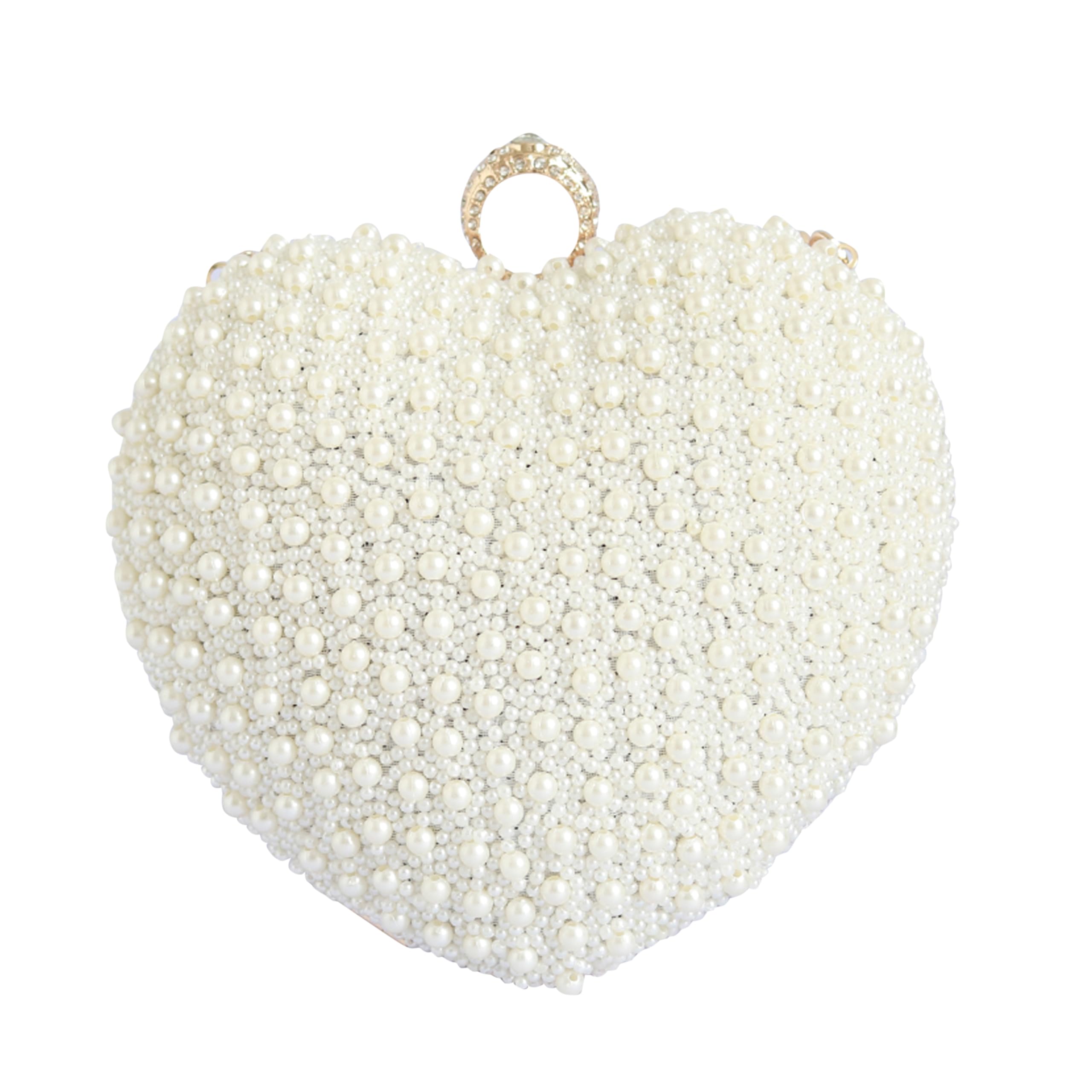 Ulfat All White Pearl Hand Embroidered Heart Clutch Purses Luxury Evening Handbags-image-37