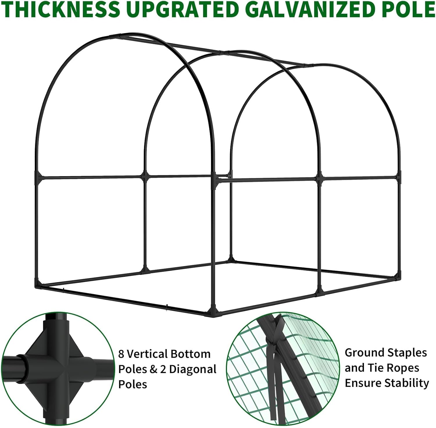 Greenhouse, Walk-in Greenhouse Heavy Duty Tunnel Green House with 4 Ventilated Mesh Windows & Zippered Roll-Up Door, Large Plant Garden Hot House Outdoor with Reinforced Frame