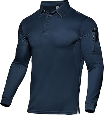 Haimont Mens Long Sleeve Quick-Dry Performance Polo Shirt