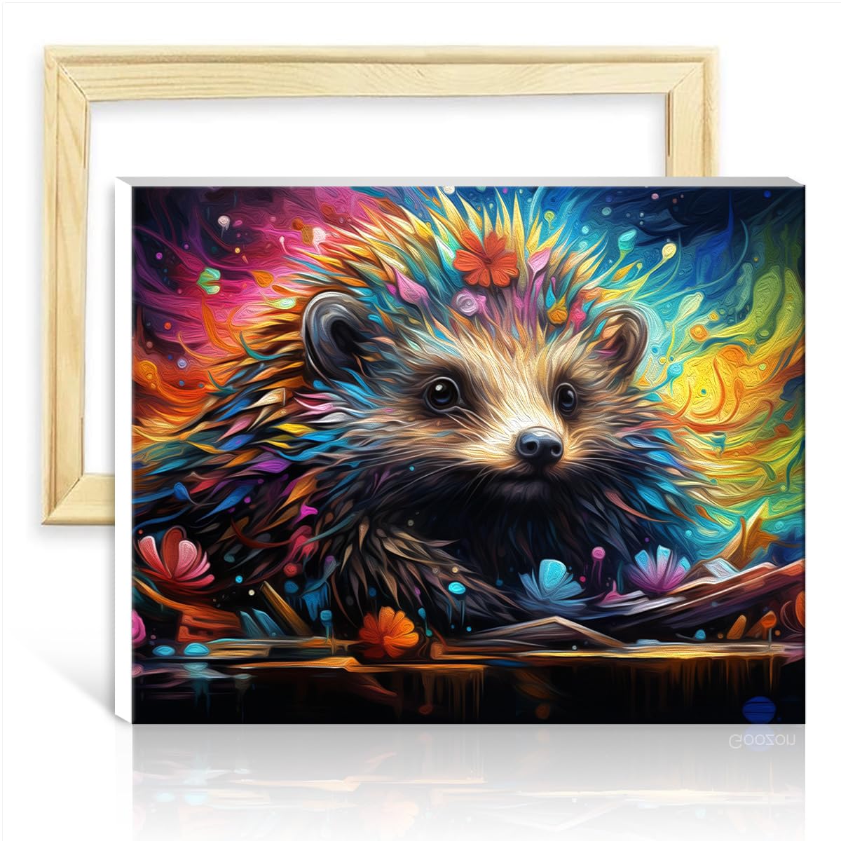 TANGFEIY Oil Painting Kits Hedgehog Adults Art Crafts with Brushes and Acrylic Pigment on Canvas Painting for Adults Creative Style Arts Crafts with Frame(40x50cm) — image 1
