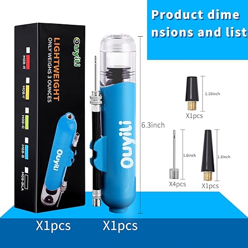 Miniatura 5 de ouyili Kit de bomba de bola deportiva, bomba de aire portátil de doble acción inflable de doble acción perfecta para pelotas de baloncesto, pelotas