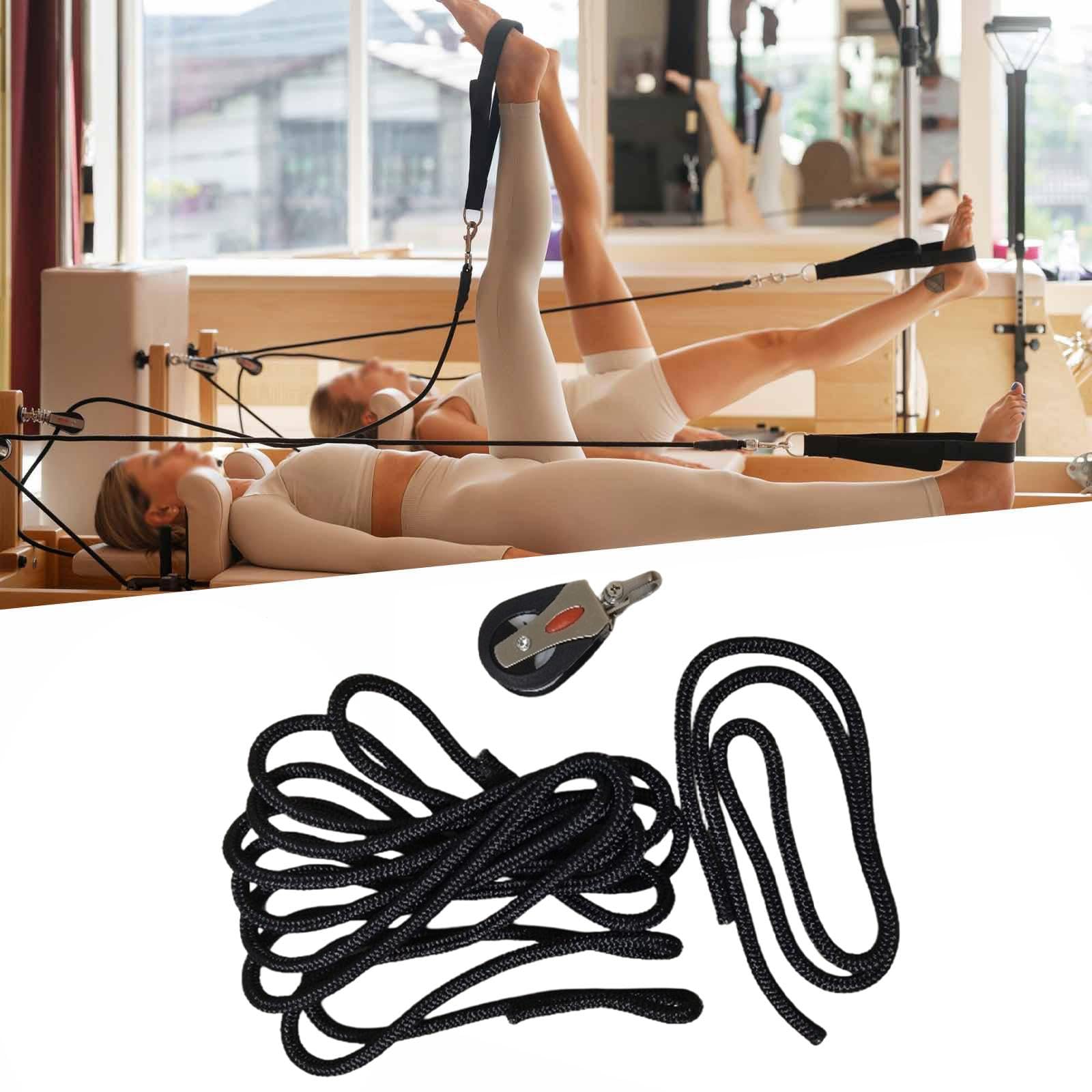 2 Stück Pilates Reformer Seil Pilates Maschinenzubehör Übungsriemen mit Umlenkrolle Nylon Pilates Ausrüstung für Effektives Kraftbalance Training für
