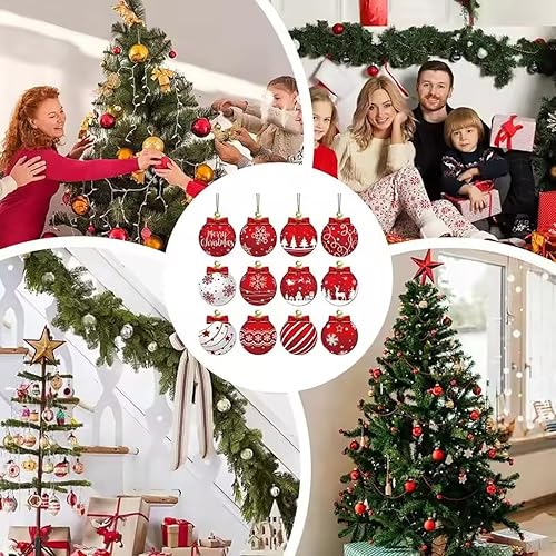 Miniatura 8 de 12 adornos de madera para árbol de Navidad, decoración de árbol de vacaciones de invierno, decoración de árbol de Navidad roja y blanca, diseño de