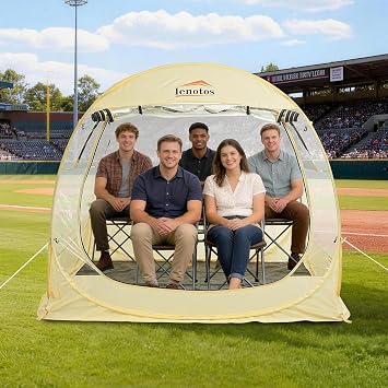 Lenotos Pop Up Sports Tent, Instant Clear Bubble Tent, with Removable Top Cover, Outdoor All Weather Shelter, for Watching Sports, Cheering, Fishing and Camping72" L x 72" W x 65" H