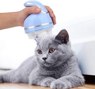 Amazon 猫用マッサージ機 耐久ペット用マッサージ機 猫犬用 Curved Handle Blue Gransun ブラシ 通販