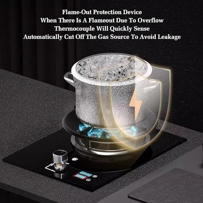 Estufa de Gas Portátil 1 Quemador 5.2KW con Vidrio Templado y Temporizador miniatura 3