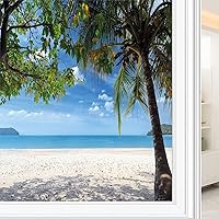 Vista 33 de The Shore - Película de privacidad para ventana de privacidad, agua exótica de playa y palmera por The Shore con imagen de paisaje de cielo claro