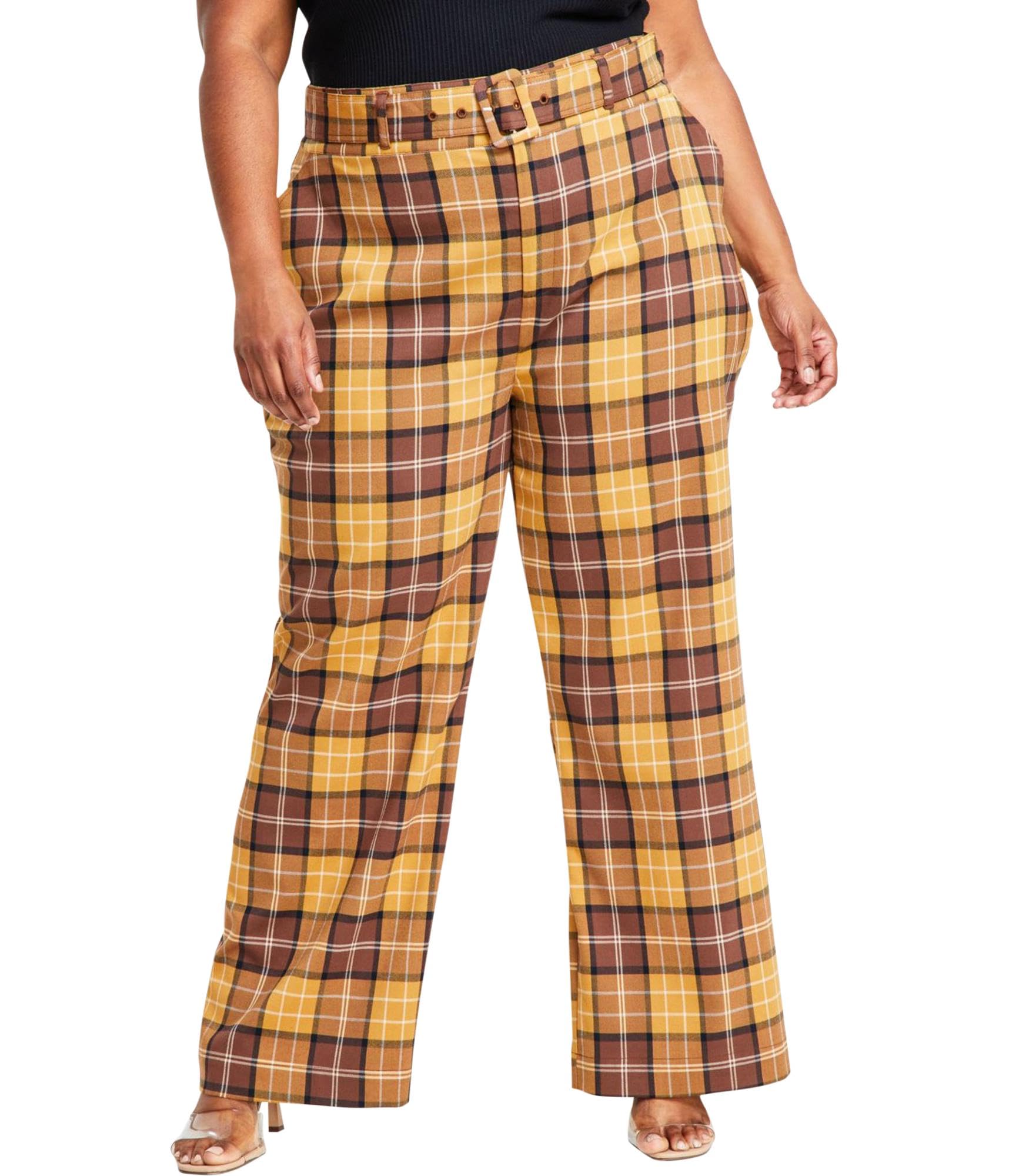 Nina Parker Womens Plus Belted High Rise Wide Leg Pants