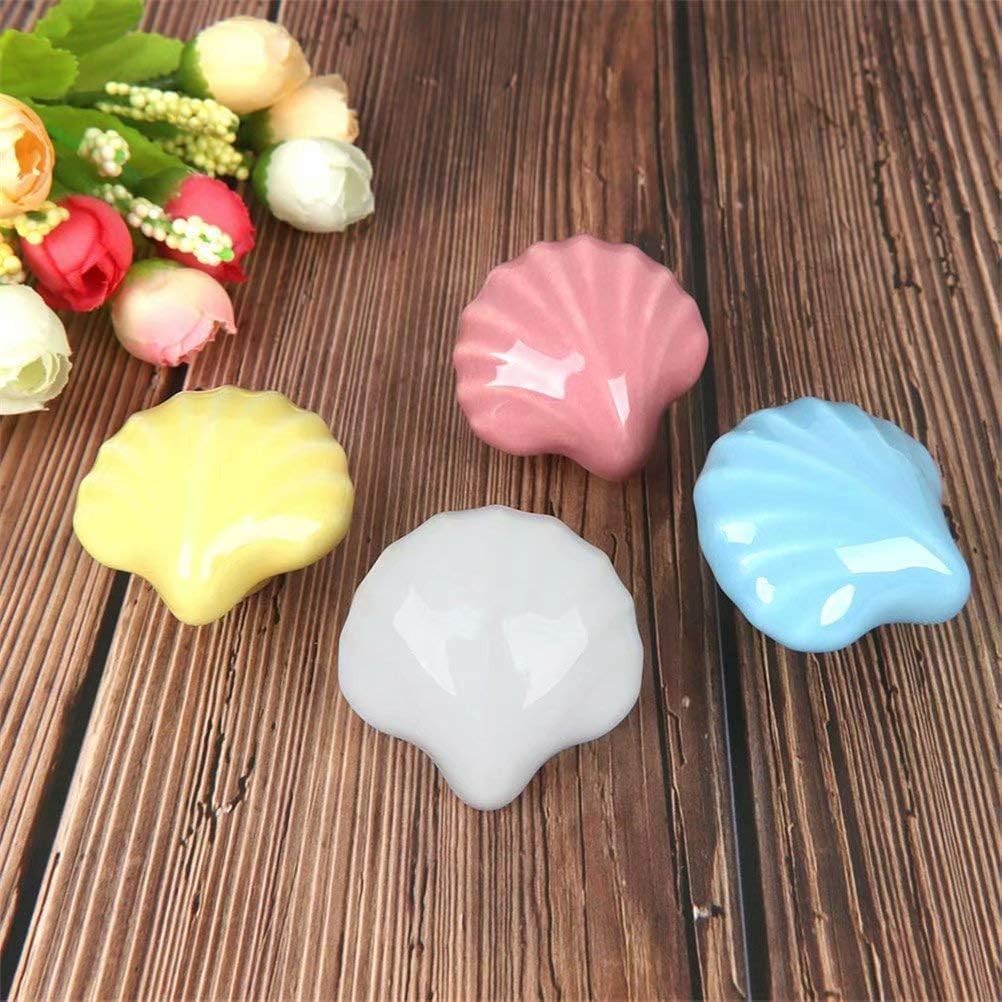 Ceramic Knobs,C10 pcs Ceramic Shell Shape Door Knobs, Creative Multicolor Candy Color Door Handles Pulls for Nursery Cupboard/Cabinet/Wardrobe/Drawer Decors (Color : Pink)