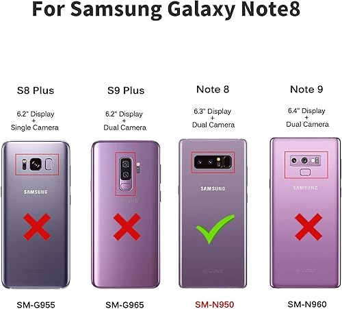 Miniatura 2 de Funda tipo cartera para Samsung Galaxy Note 8, funda de piel con bloqueo RFID, soporte magnético con tapa abatible, a prueba de golpes, compatible