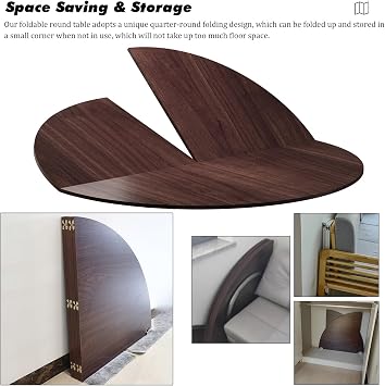 Foldable Folding Table Top Foldable Round Table Top Only, Heavy Duty Solid Wood Circle Folding Table Topper Extender Enlarged with Metal Hardware for Home/Camping/Banquet(140cm(55inch))