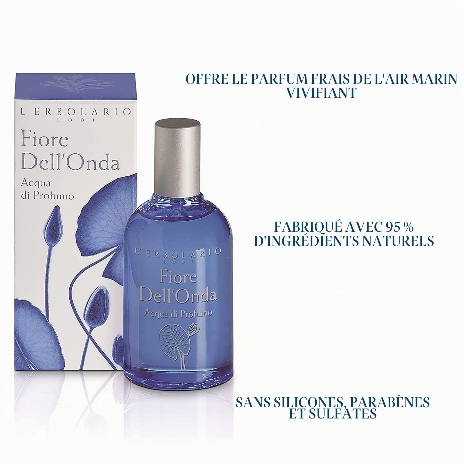 L'Erbolario, Parfum Unisexe Fiore Dell'Onda, Parfum pour Homme, Parfum pour Femme, Parfum Aquatique, Format 50 ml