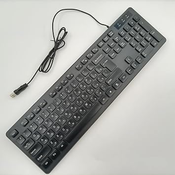 104 Keys Office Keyboard, German/French/Spanish/Italian/Arabic/Swedish/Russian/Portuguese Keyboard, USB Port, Ultra Slim and Quiet, Well Layout of Keys,RUS-Black