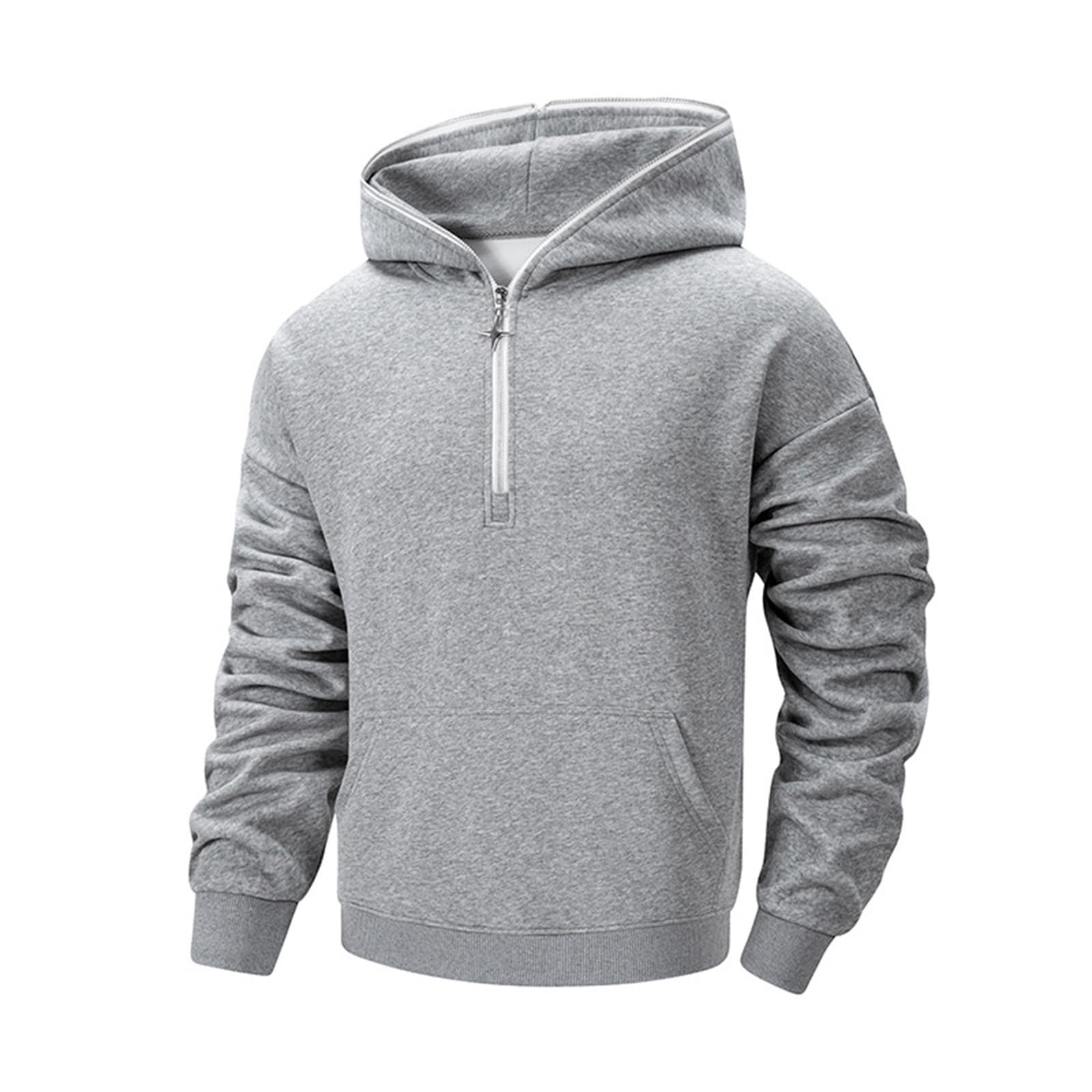 HAOLEI Sudaderas Hombres con Capucha,Hoodies Deportes Sudadera Media Cremallera Sweatshirt Homem Manga Larga Holgado Moda Ropa Deportivo con Bolsillos Casual Fitness Top Otoño e Invierno