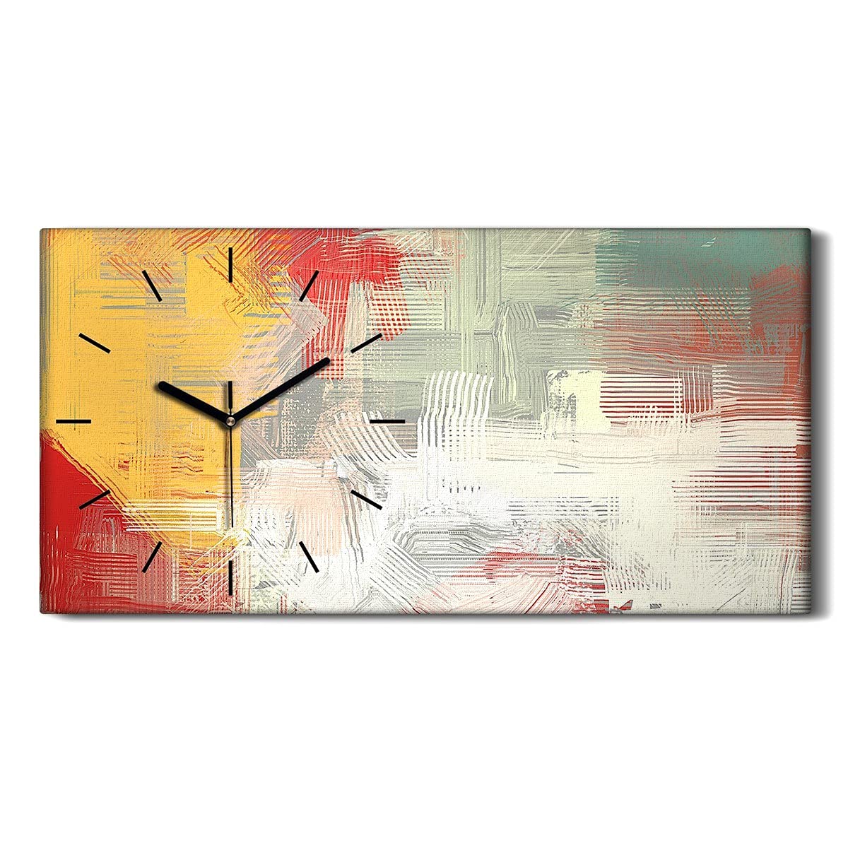 Peinture à la Main Expressive Horloge sur Toile 60x30cm Sans Bruit