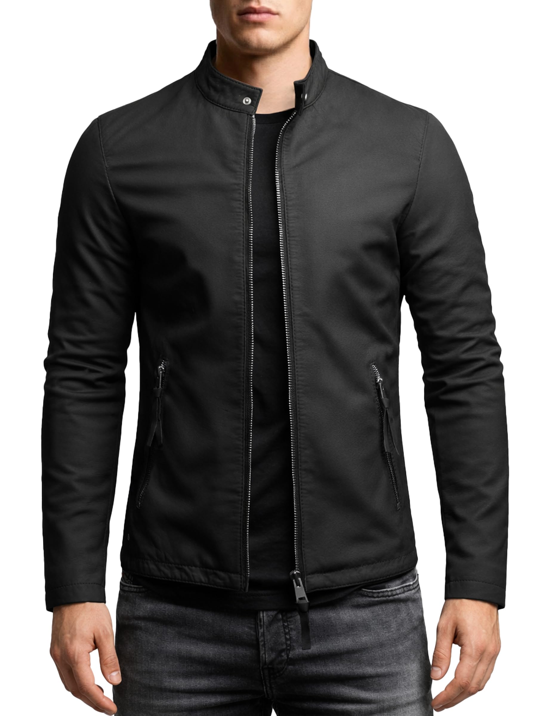 Crone Noa Herren Lederjacke Cleane Basic Echtleder Jacke