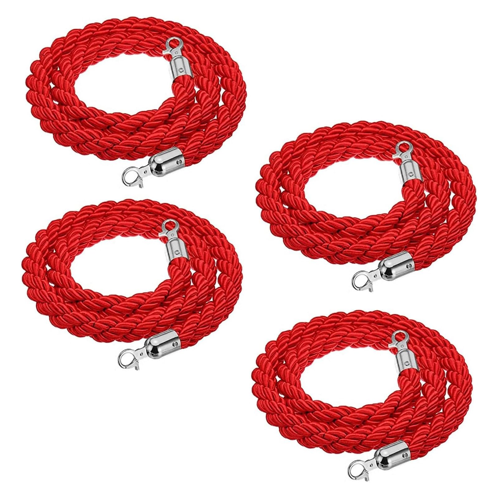 Cuerdas de control de multitudes de nailon, pack de 4 barreras de 1,5m con ganchos
