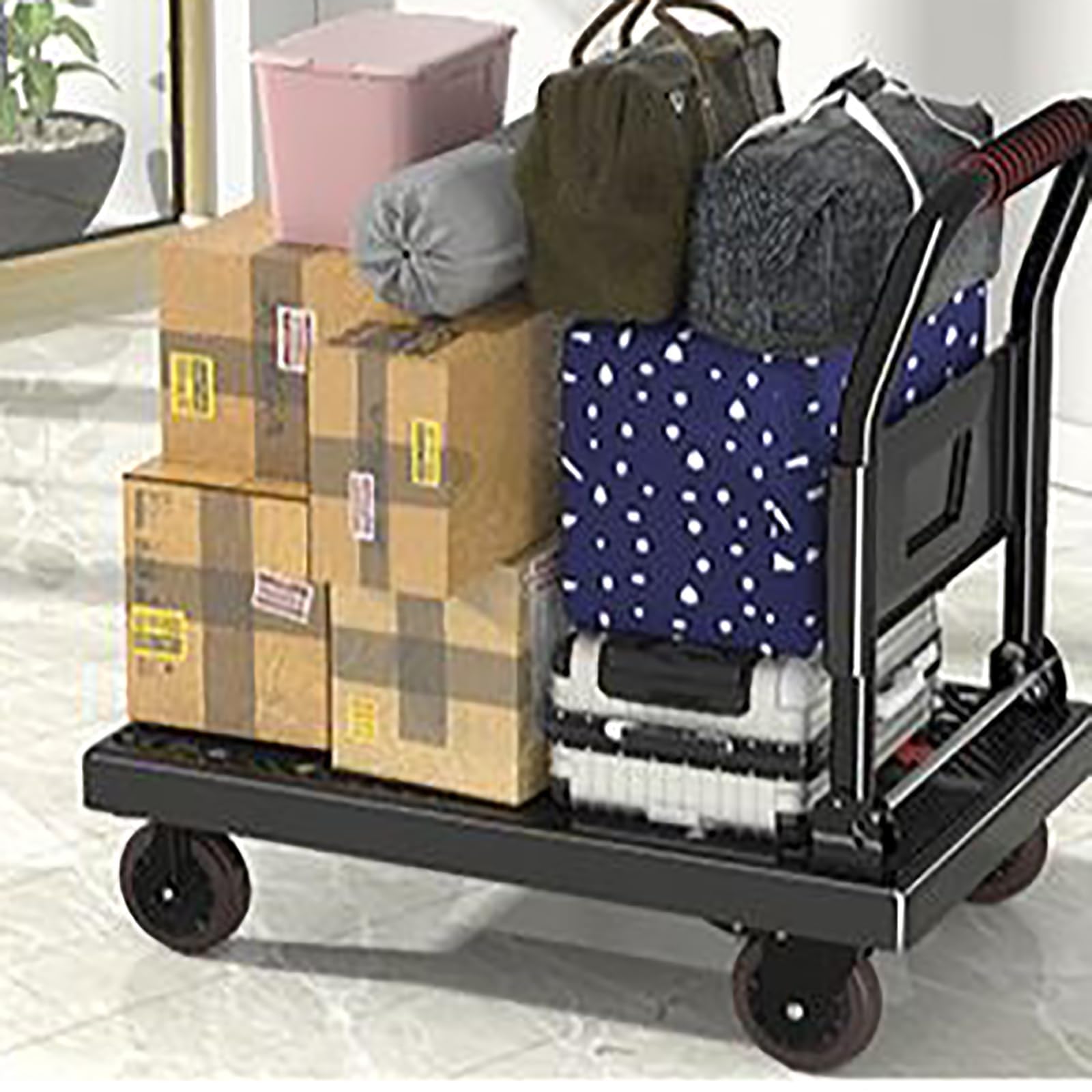 HeavyDu Carrello pieghevole industriale in metallo con ruote girevoli a 360° per un facile carico e consegna, 72,7,6 x 121,9 cm, perfetto per il trasporto di carichi pesanti