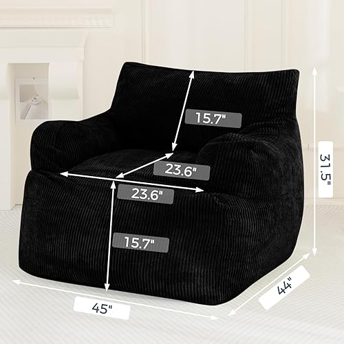 Miniatura 3 de MAXYOYO Puf gigante, puf de relleno con relleno, silla grande para sala de estar para adultos, sofá grande perezoso con silla de piso con bolsillo