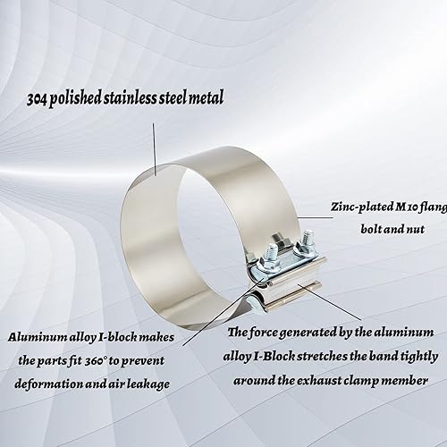 Miniatura 3 de Abrazaderas de banda de junta a tope de 6", abrazadera de silenciador de escape 2 piezas, abrazaderas de tubo de escape de 6 pulgadas, manga de