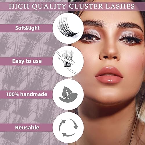 Miniatura 4 de QUEWEL 72 pestañas postizas individuales de raíz ancha, rizo CD, longitud de 0.315-0.630 in, estilos natural 02, suaves y para uso personal en casa