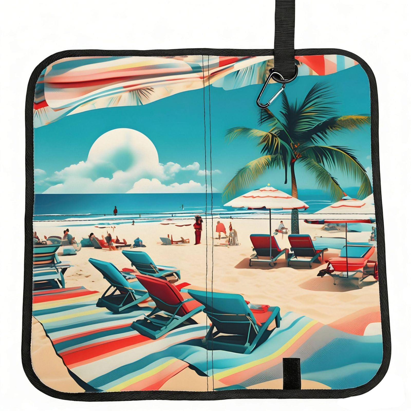 YGLHBDPBF Beach Scenerys Print Camping seat cushion,Foldable Sitting Pads,Save Backpack Space for Hiking