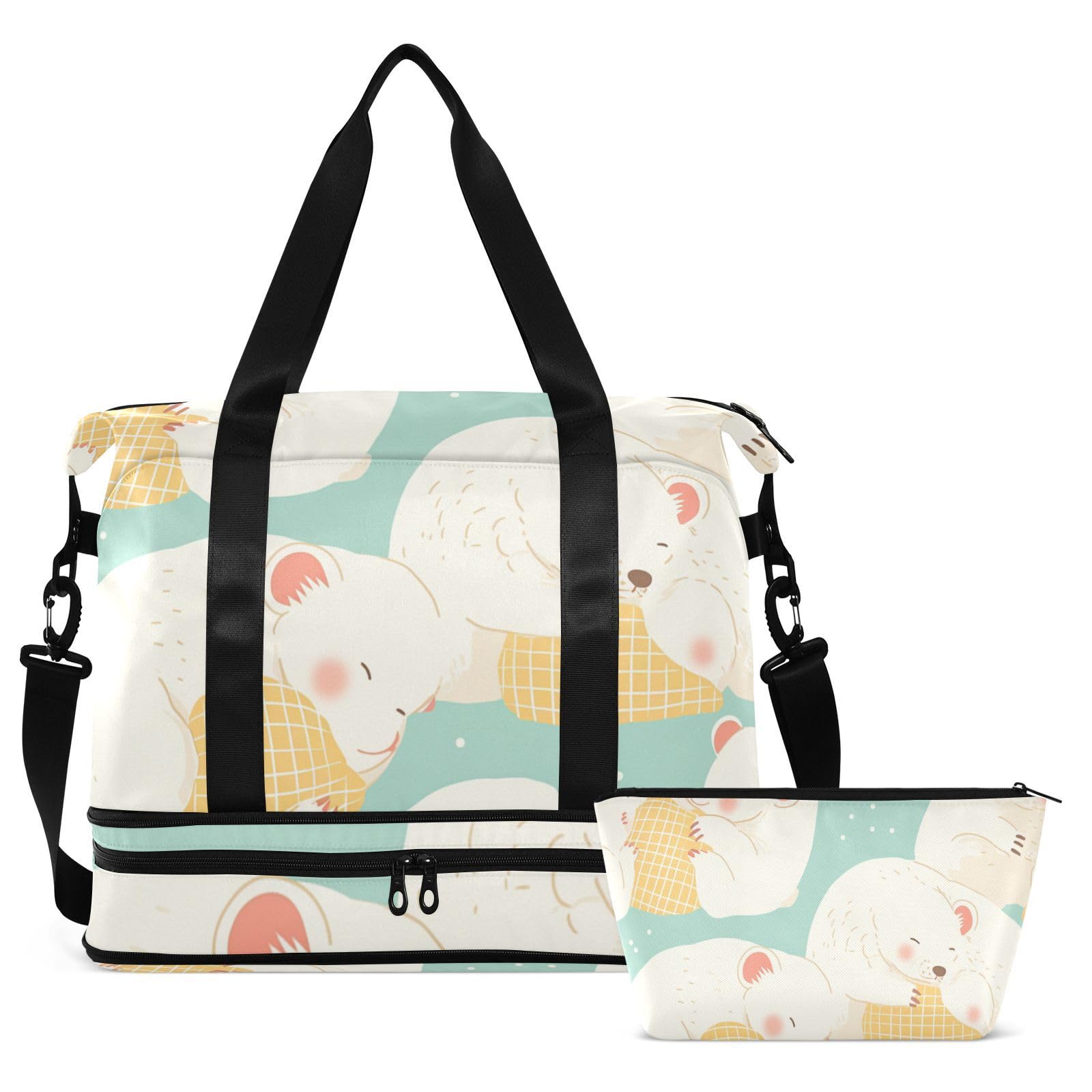 Maleta de viaje grande con diseño de diablo de Tasmania durmiendo, con bolsillo húmedo, correa ajustable, para gimnasio, deportes, entrenamiento, impermeable, para hombres y mujeres