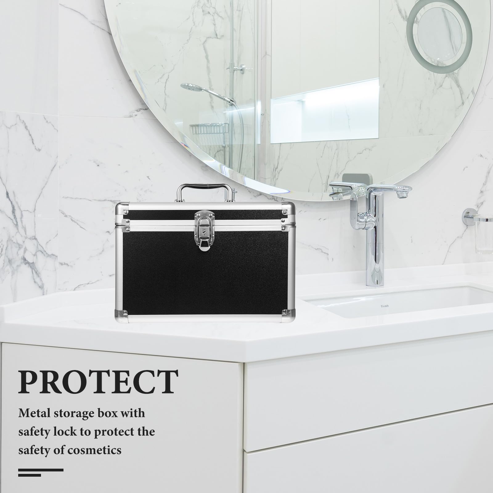Caja Organizadora de Maquillaje Grande con Cerradura Segura Maletín de Viaje para Cosméticos Multifuncional Organizador de Belleza Resistente para Tocador y Baño