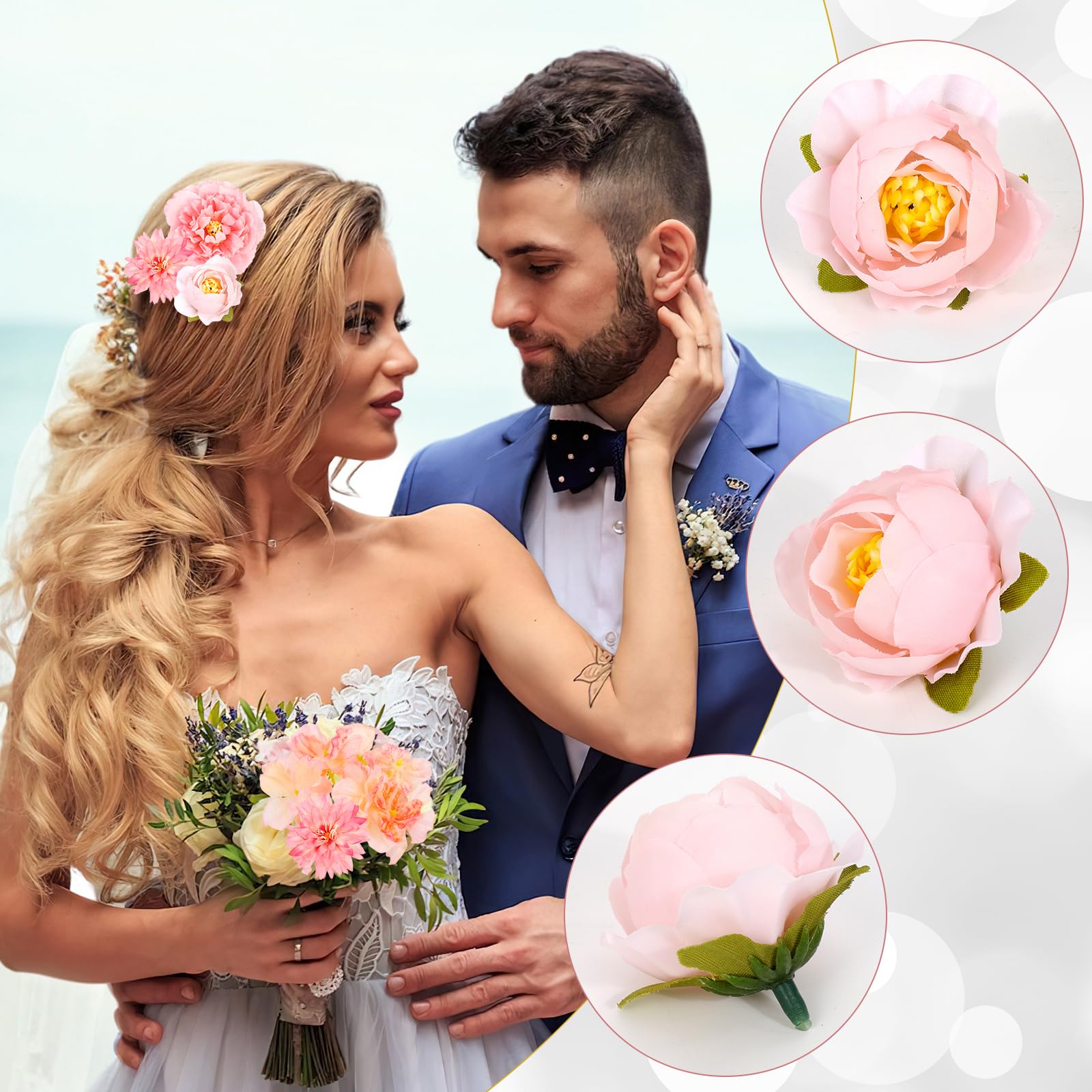 30 Decorazioni Floreali Per Torte In Rosa - Fiori Finti In Seta - 4-8 Cm - Per Torte, Fai Da Te, Bouquet E Ghirlande